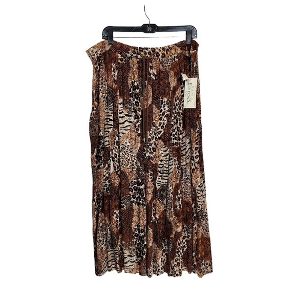 Basic Editions Women's Vintage Tiger And Lion Print Maxi Skirt -L - Picture 1 of 7